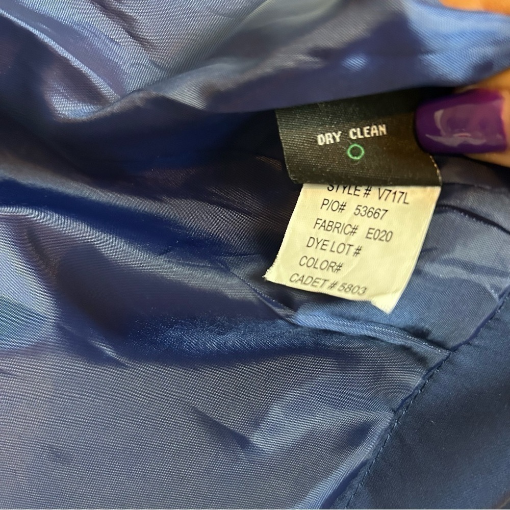 Willi Smith Navy Blue Double Breasted Belted Short Trench Jacket Coat Sz. M - Picture 14 of 16
